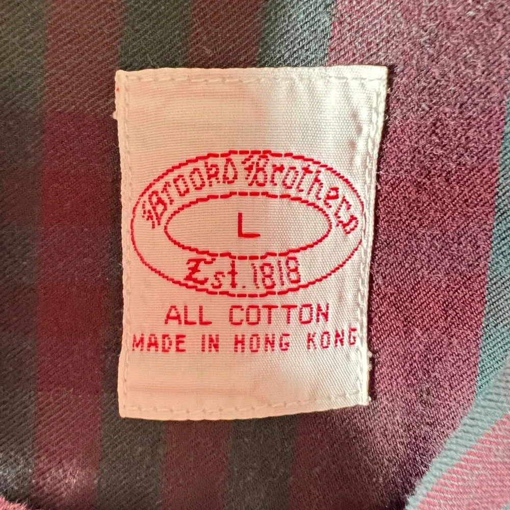 1136 | Brooks Brothers Vintage Plaid Flannel Button Down Shirt Red Green Mens L